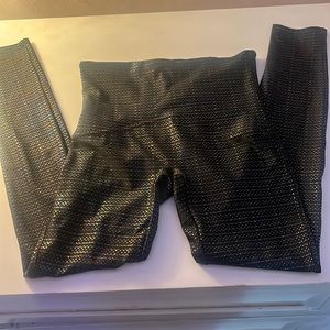 spanx leggings metallic dotted and black size adult xs